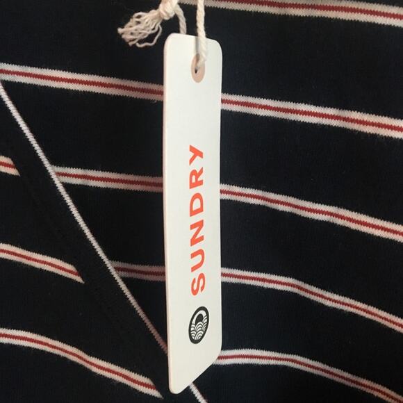 Anthropologie Sundry Fabian Striped Faux Wrap Jersey Mini Dress Blue Small Party - Picture 5 of 11